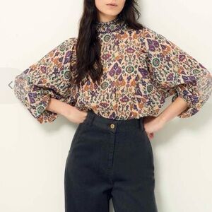 Sessun Duchess Saltypath Ikat Print Blouse